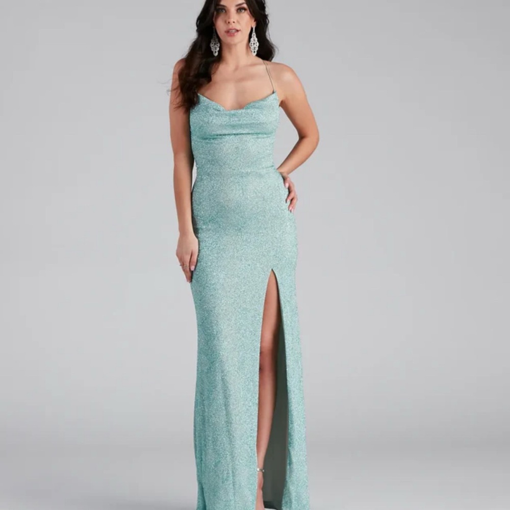 Windsor Elegant Aqua Evening Gown